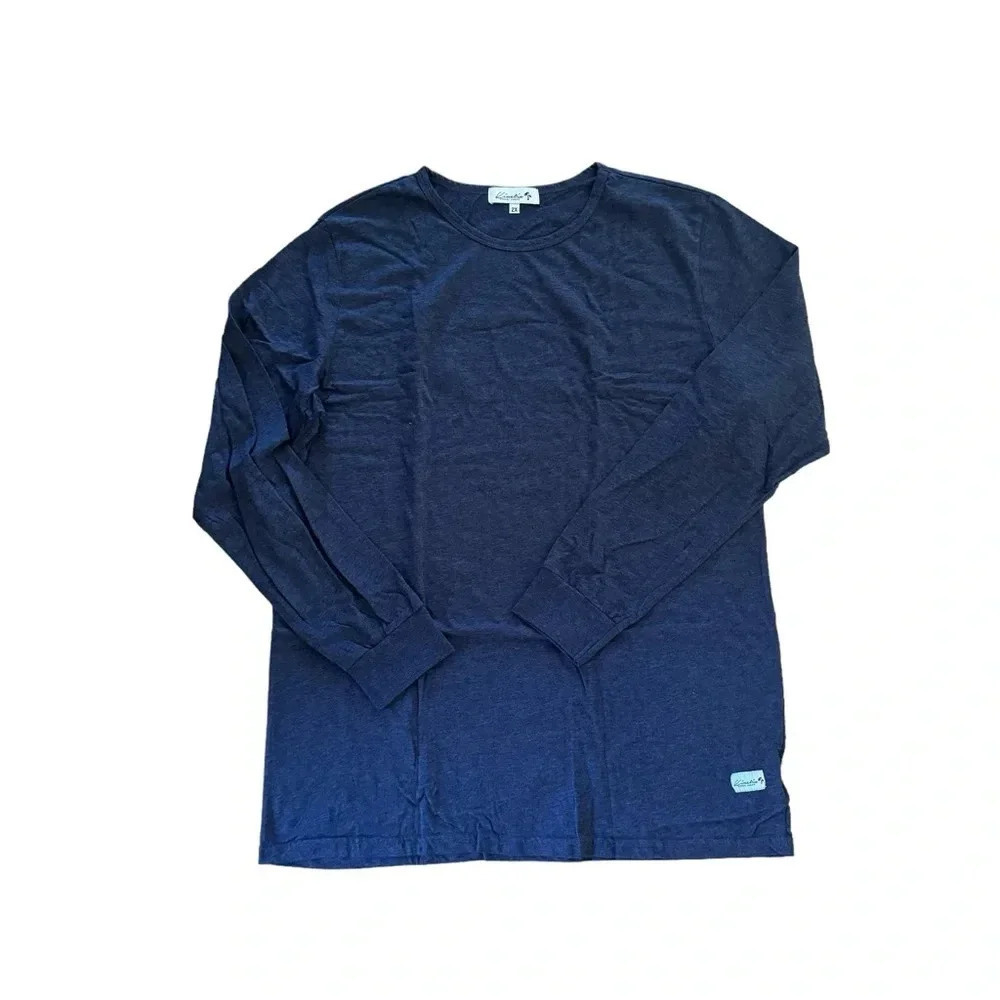 Kinetix Casual Luxury Navy Heather Blue Shirt Top Long Sleeve Crew Neck 2X NWT